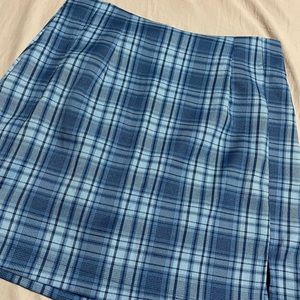 plaid blue mini skirt